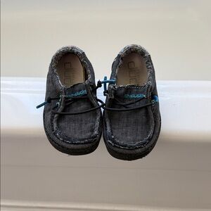Hey Dude Kids Charcoal Moccasins with Blue Accents
